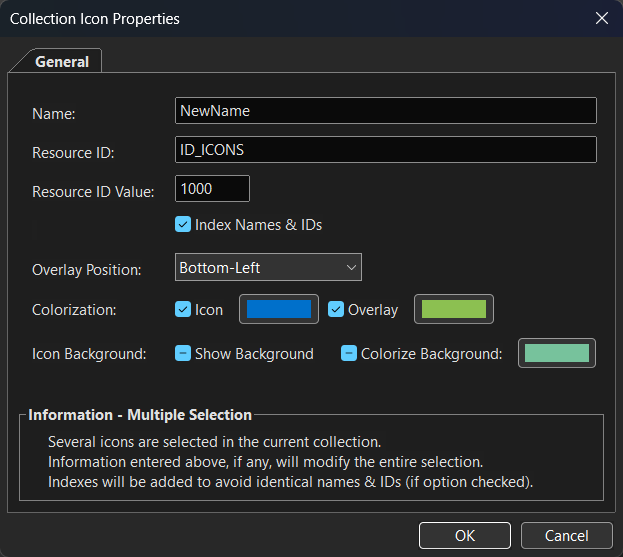 Collection Icon Properties dialog