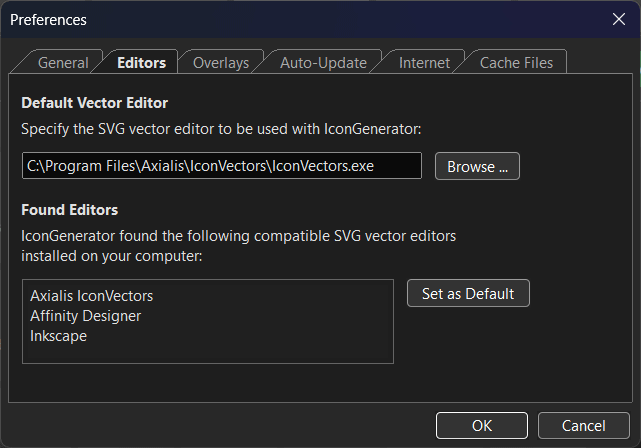 Preferences dialog - Editors tab