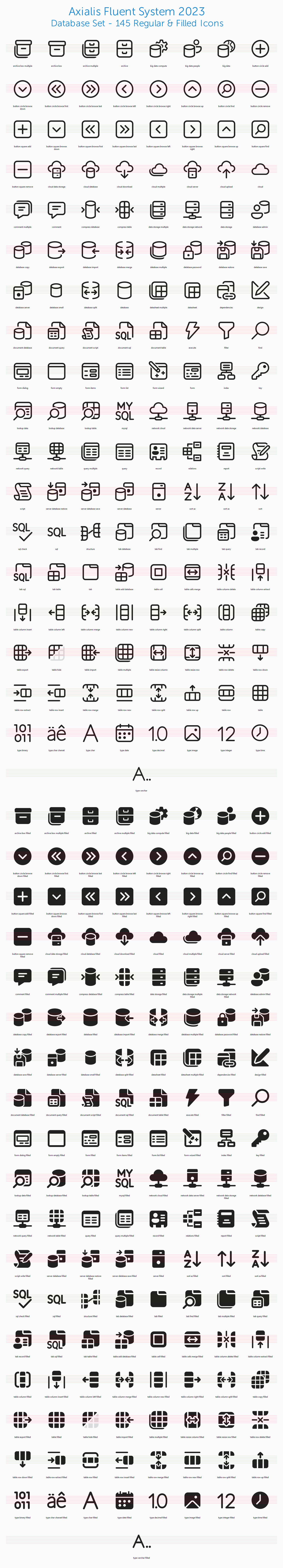 Database icons preview